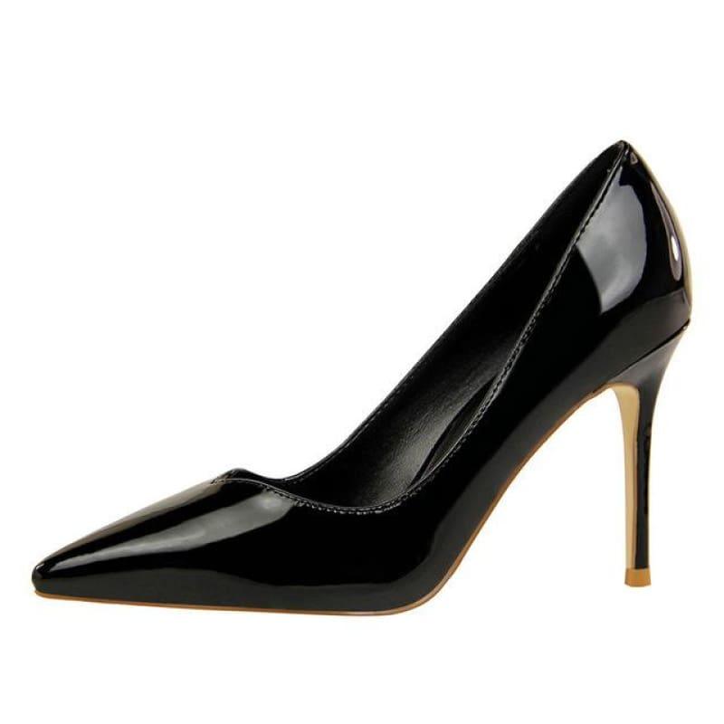 Patent Leather Pointed Toe Pumps Women Super High Heel Pumps - Black / 3 - pumps