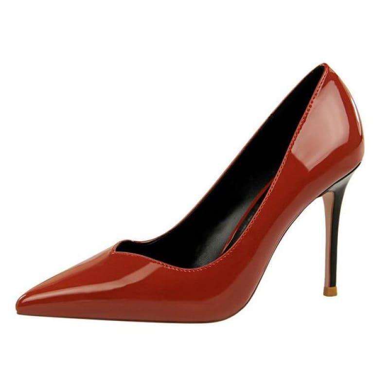 Patent Leather Pointed Toe Pumps Women Super High Heel Pumps - Red / 3 - pumps