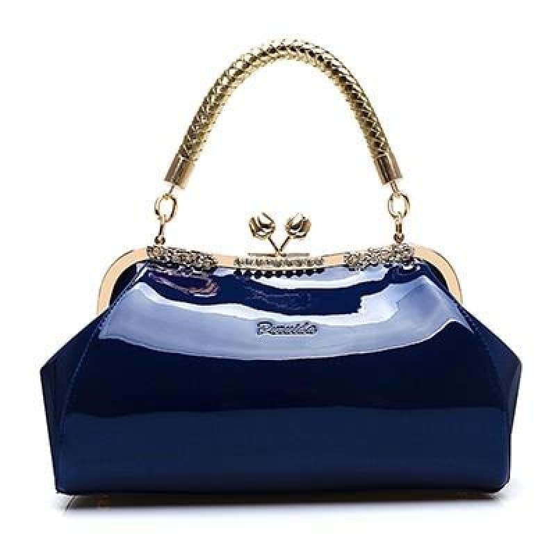 Patent Leather Women Designer Handbag - blue / (30cm - HandBag