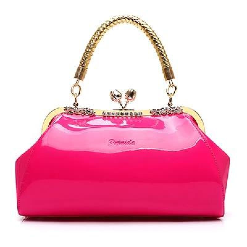 Patent Leather Women Designer Handbag - pink / (30cm - HandBag