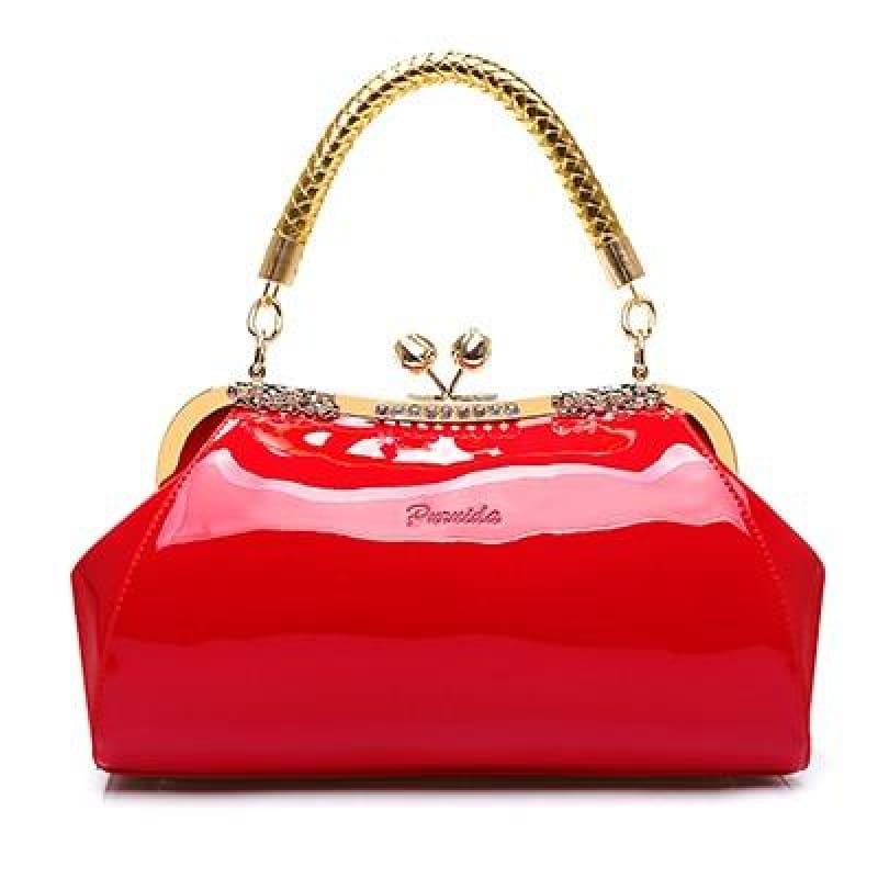 Patent Leather Women Designer Handbag - red / (30cm - HandBag