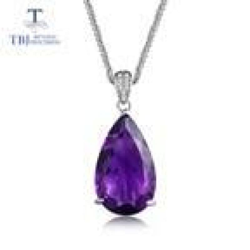 Pear Shaped 925 Silver Dangle Clasp Earring Pendant African Amethyst Luxury Jewelry Set - pendant - Jewelry set