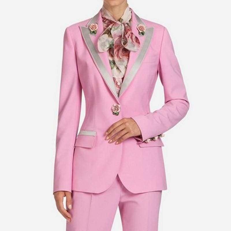 Pink Elegant Fashion Single Button Office Lady Blazer - Jacket