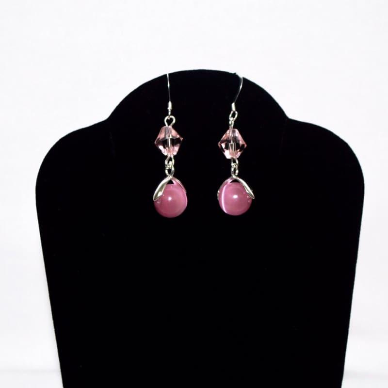 Pink Mexican Opal Dangle Womens Earrings - Earrings