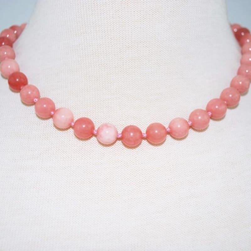 Pink Morganite Gemstone Beaded Womens Necklace - Handmade