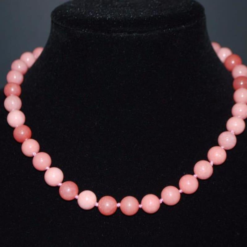 Pink Morganite Gemstone Beaded Womens Necklace - Handmade