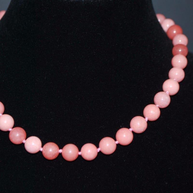 Pink Morganite Gemstone Beaded Womens Necklace - Handmade