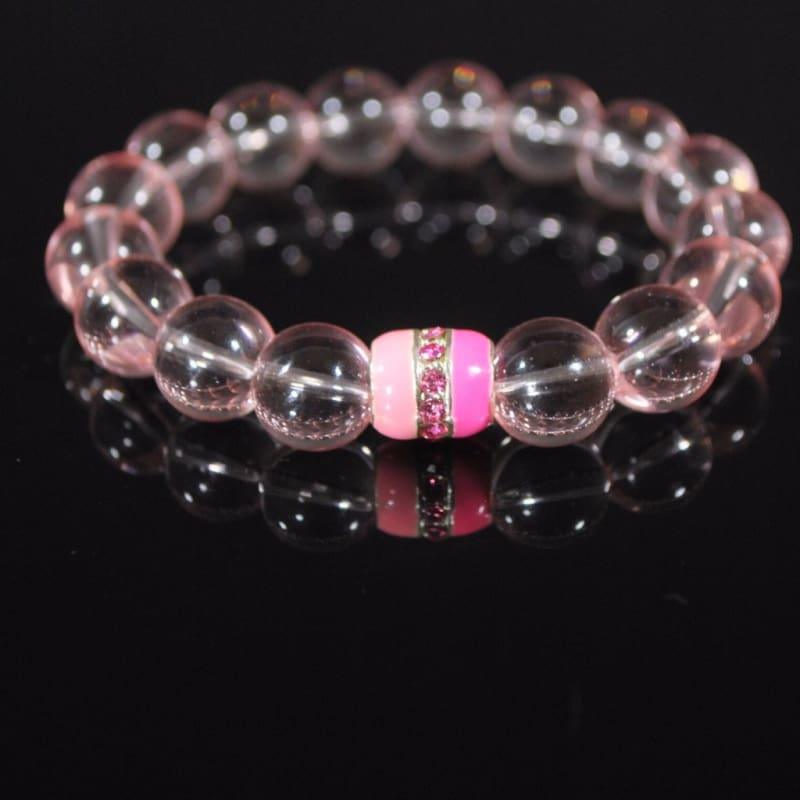 Pink Quartz With Charm Beaded Womens Bracelets - Handmade