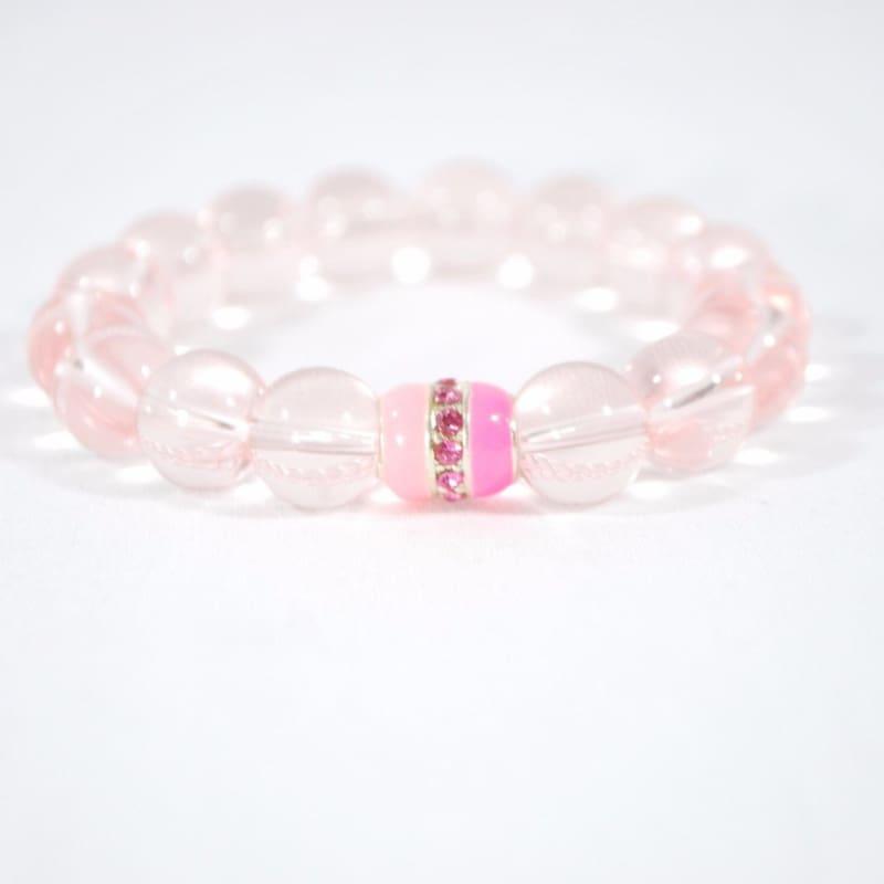 Pink Quartz With Charm Beaded Womens Bracelets - Handmade