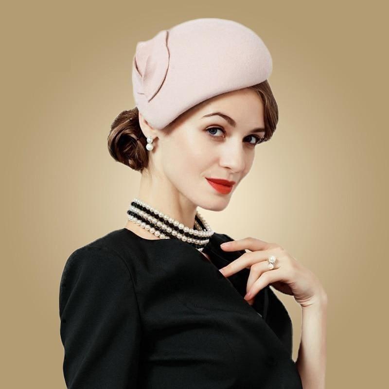 Pink Wool Felt Vintage Cocktail Fashion Pillbox Hat - hats