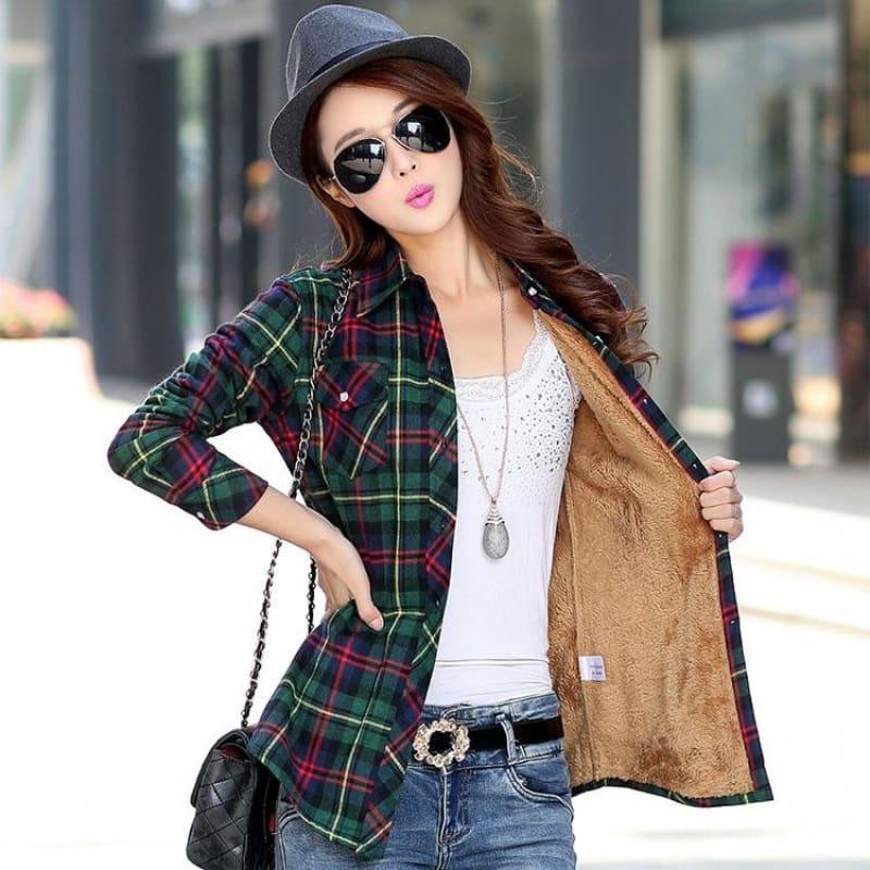 Plaid Shirt Velvet Thick Jacket Style Coat - 01 / L - Coats