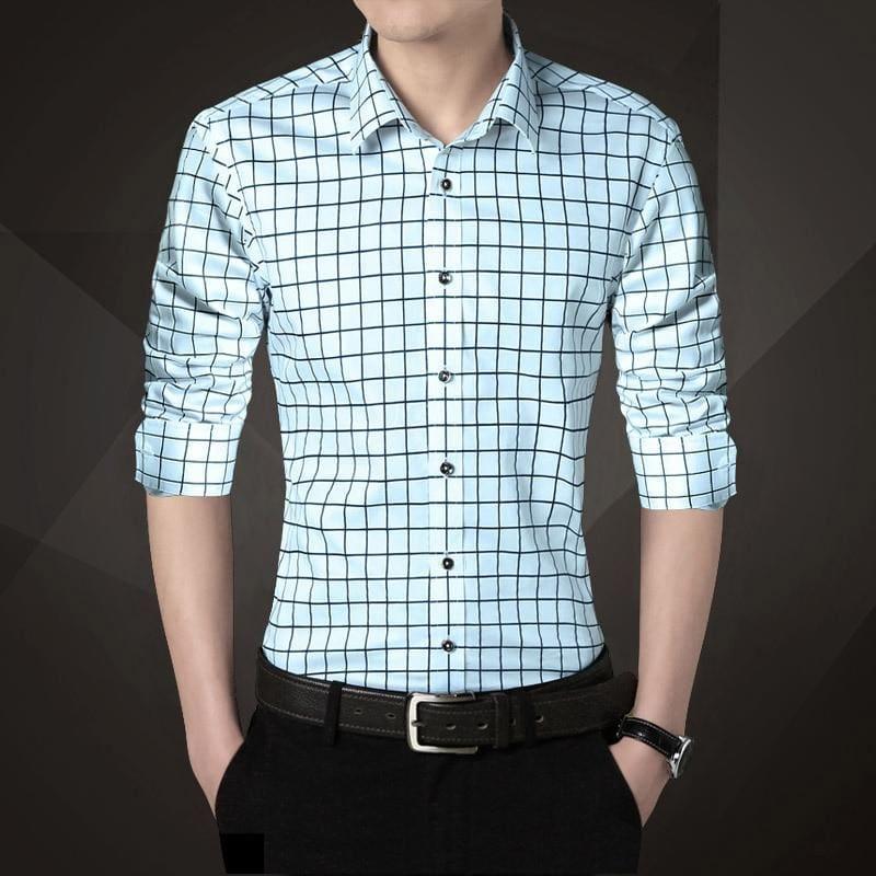 Plaid Squared Casual Mens Long Sleeve Shirt - Mens T-shirt