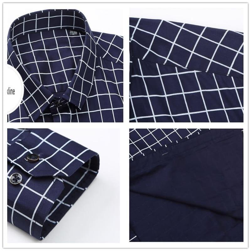 Plaid Squared Casual Mens Long Sleeve Shirt - Mens T-shirt