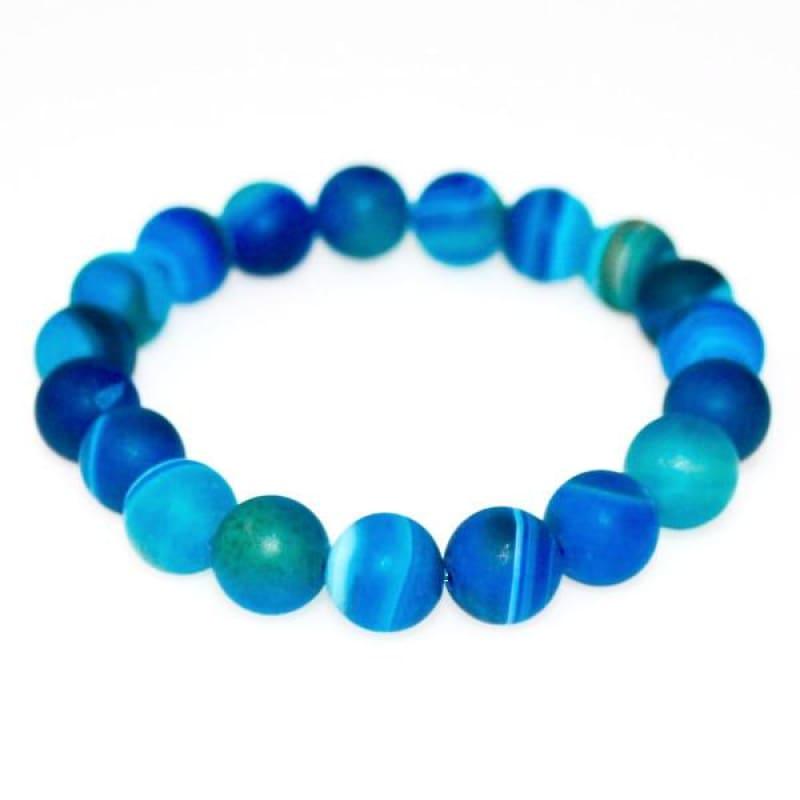 Polish Sapphire Stripe Gemstone Unisex / Mens Bracelets - Handmade