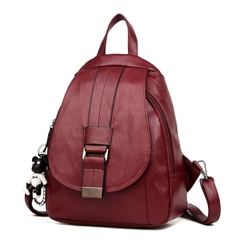 Preppy Style Backpack School Small Shoulder Bag - winered / L25cm W23cm Thk10cm - Back pack