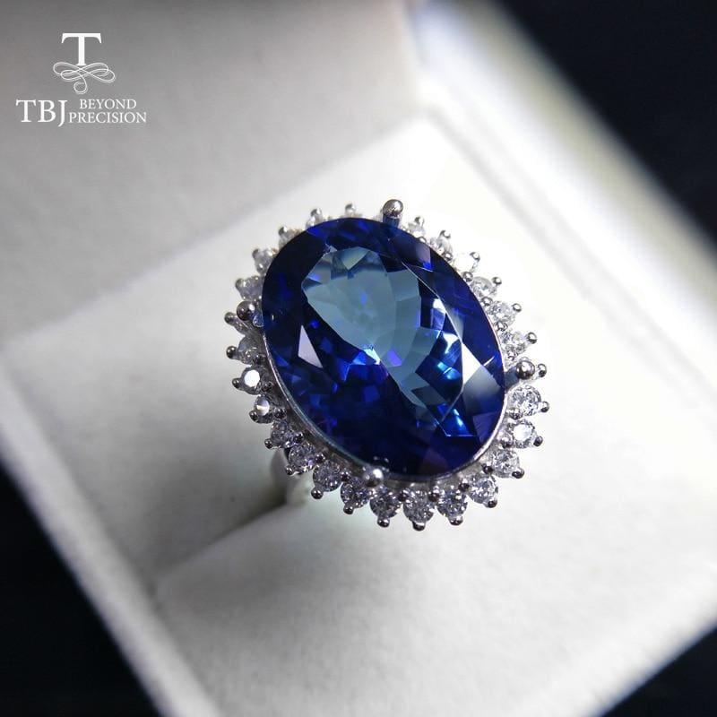 Princess Big 14ct Coated Blue Topaz Gemstone Ring - Rings