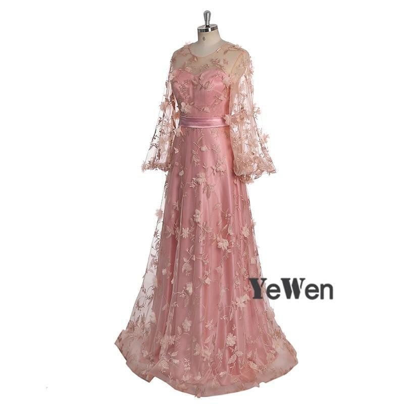 Princess Long Sleeves Flower Formal Evening Sweetheart Sexy Beach Prom Evening Dress - Gown