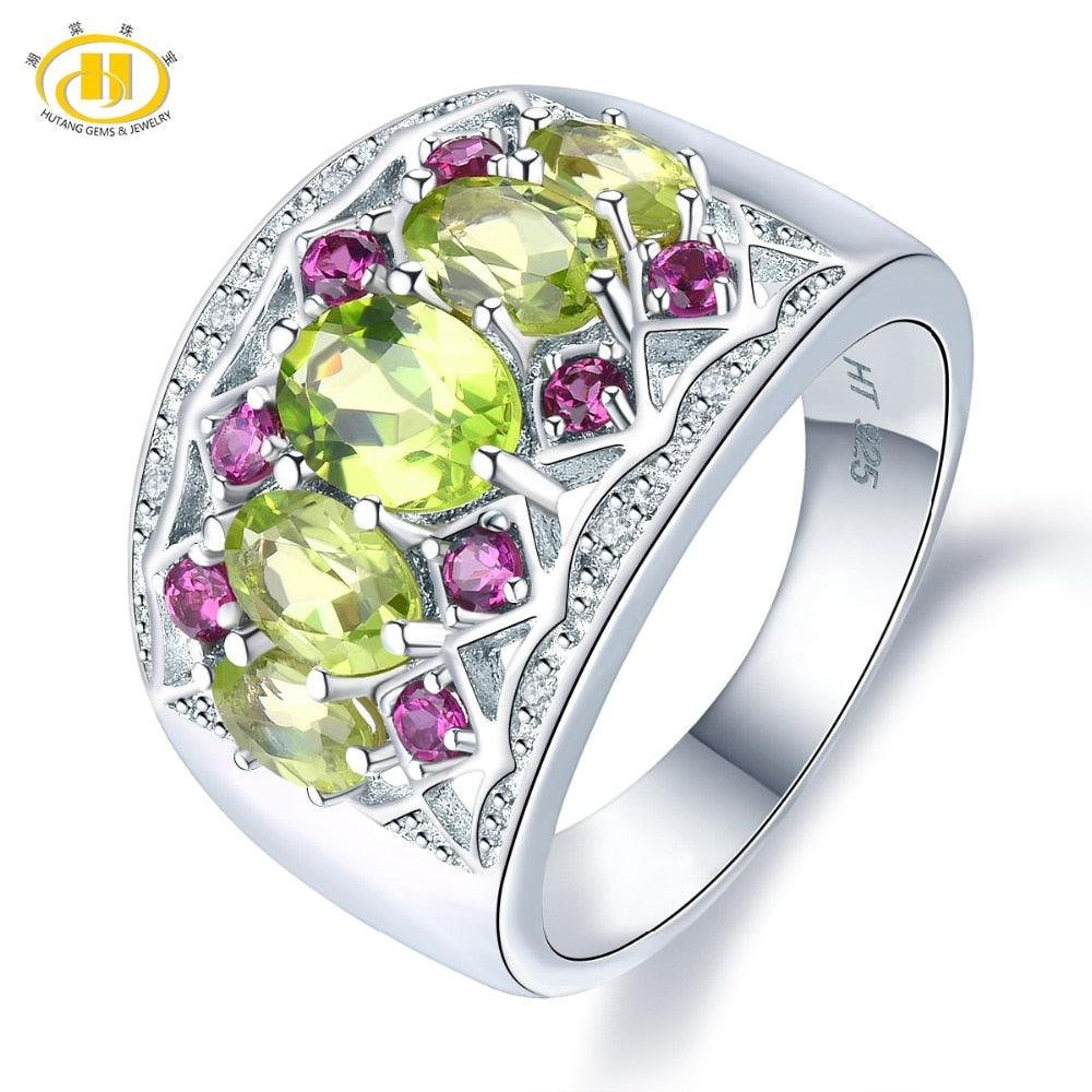 Peridot Garnet Solid 925 Sterling Silver Rings - TeresaCollections