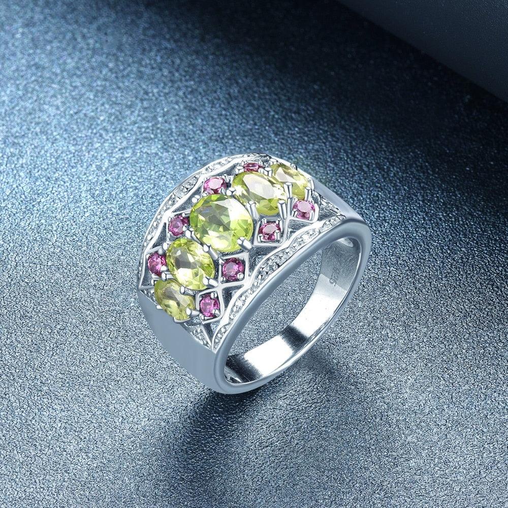 Peridot Garnet Solid 925 Sterling Silver Rings - TeresaCollections