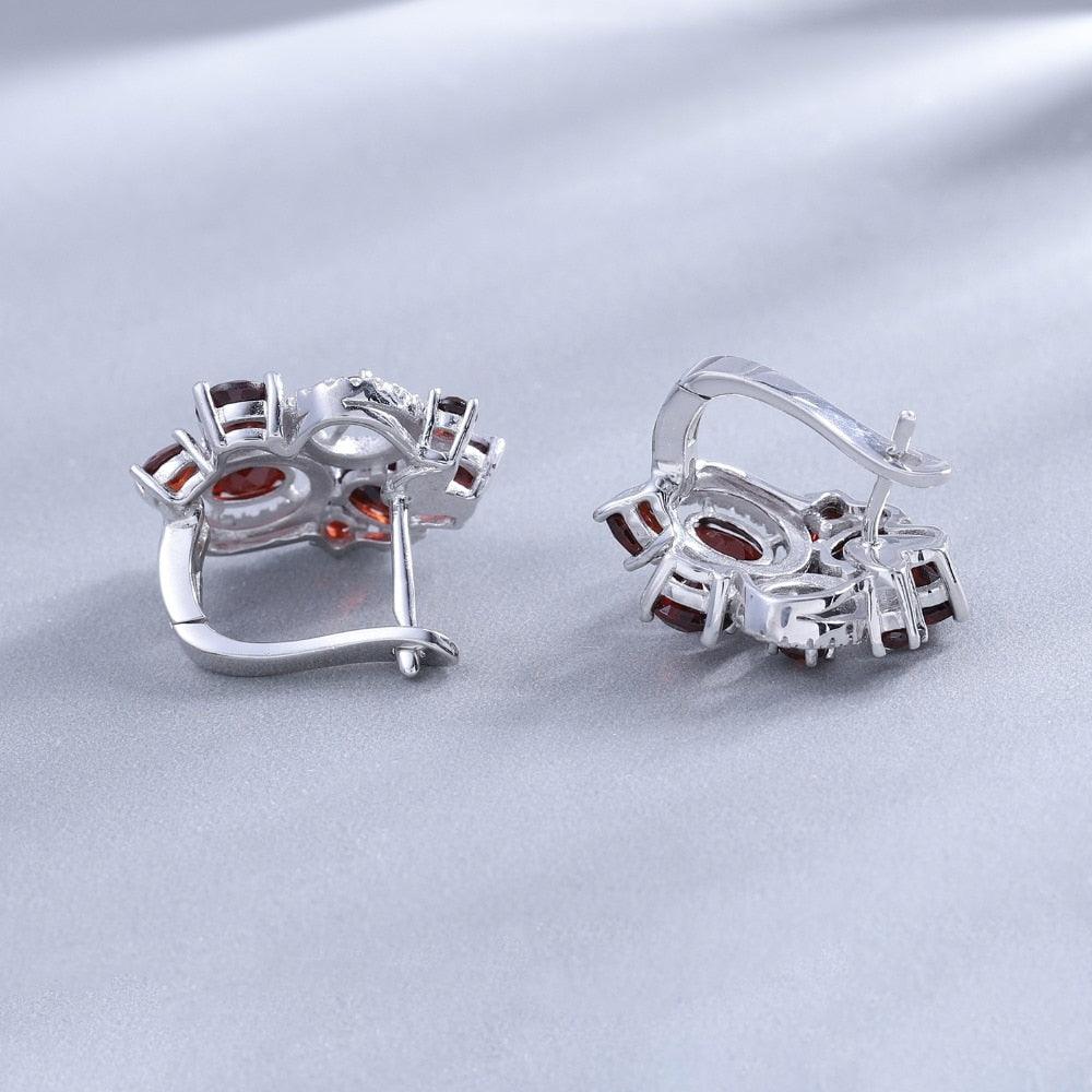 Natural Garnet Gemstone Stud Earrings - TeresaCollections