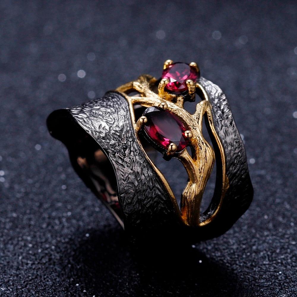 Natural Rhodolite Garnet Gemstones Ring - TeresaCollections