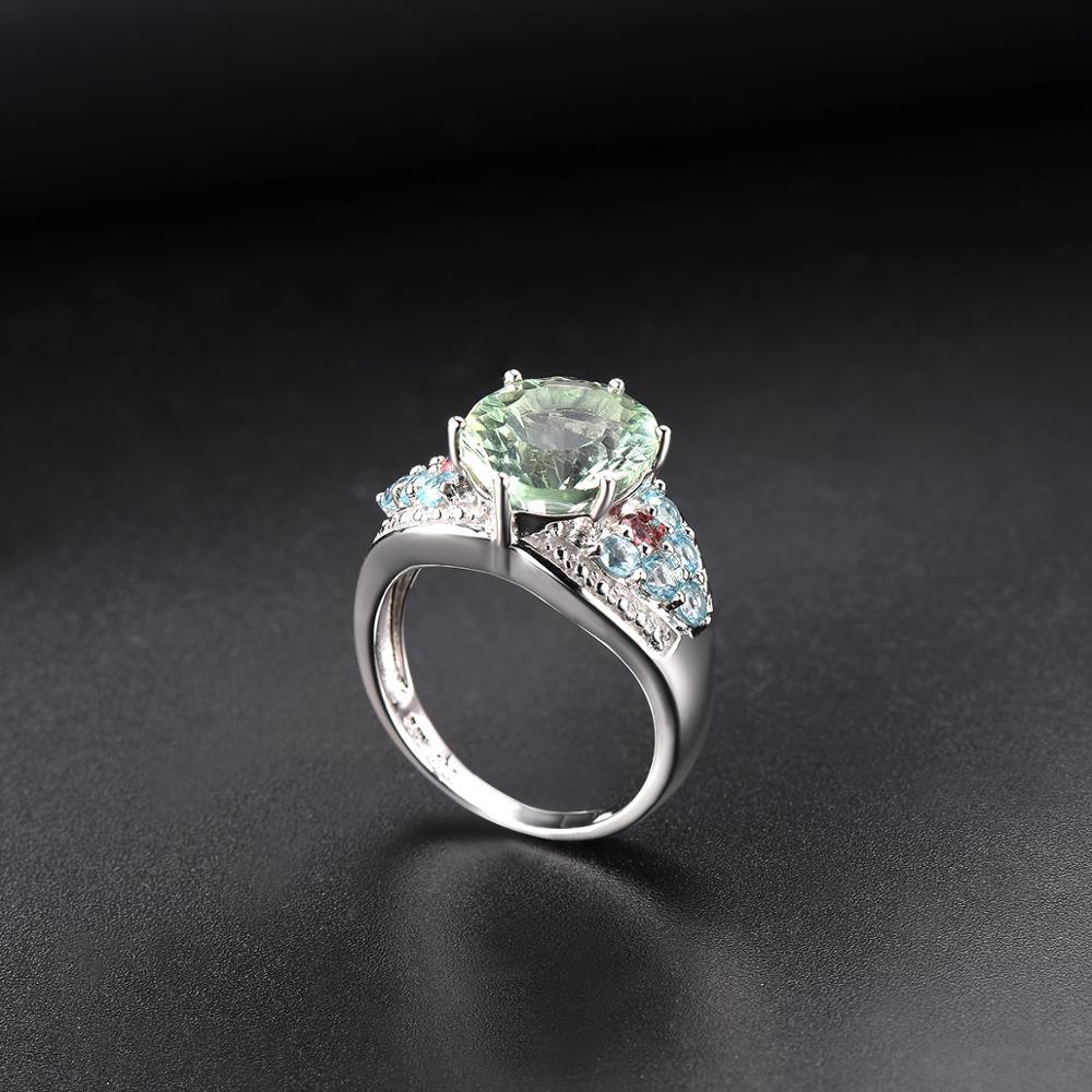 Green Fluorite Tourmaline Apatite Solid 925 Sterling Silver Rings - TeresaCollections