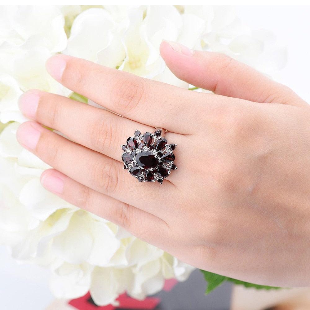 Natural Black Garnet Rings - TeresaCollections