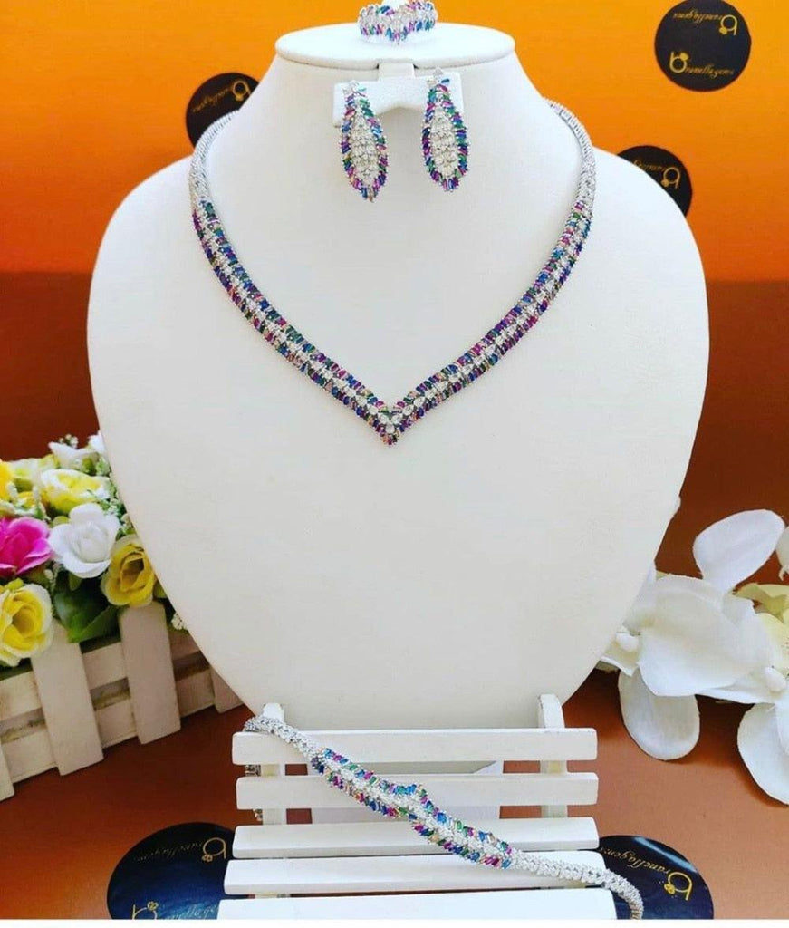Four pcs Bridal Crystal Wedding Jewelry Sets - TeresaCollections