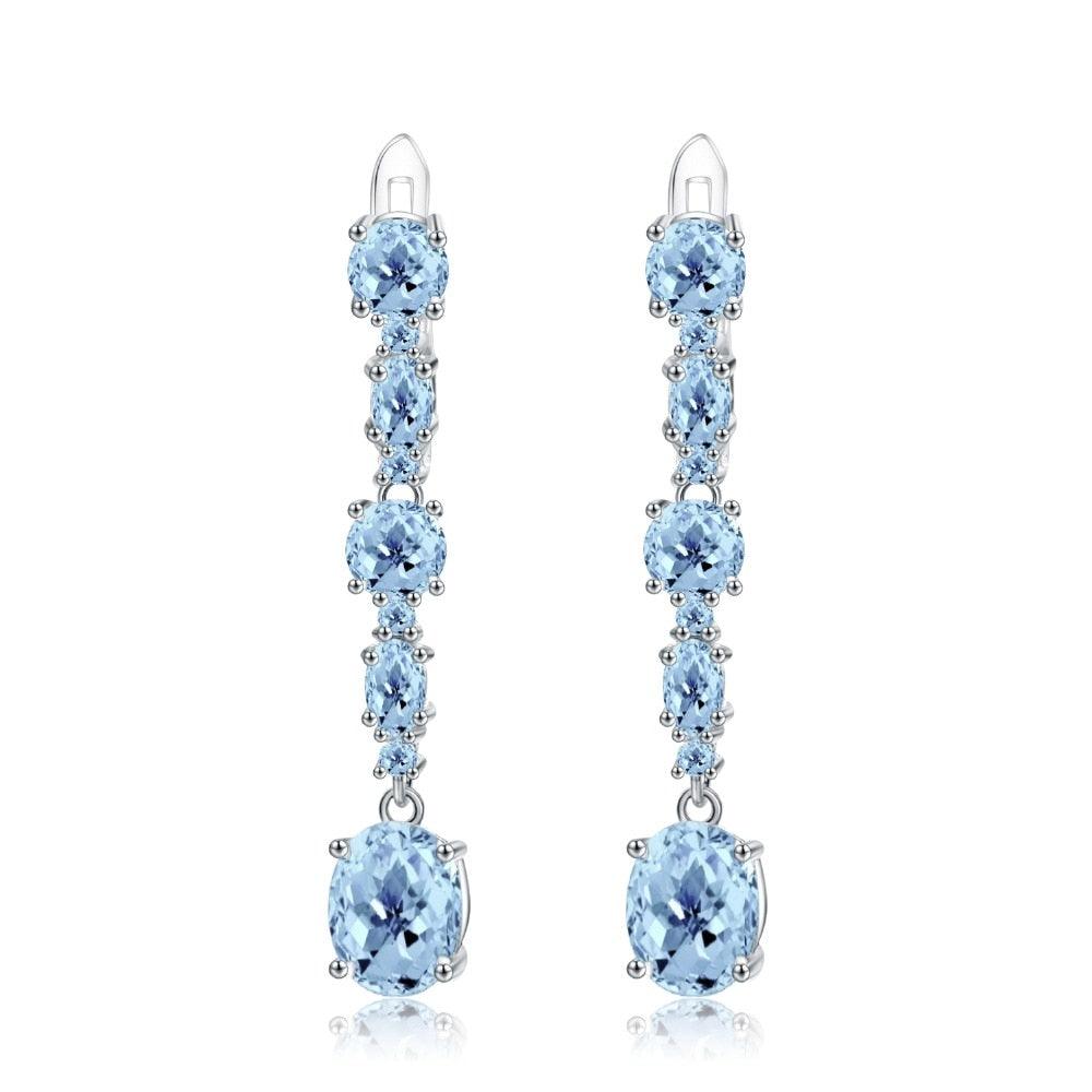 Sky Blue Topaz Gemstone Drop Earrings - TeresaCollections