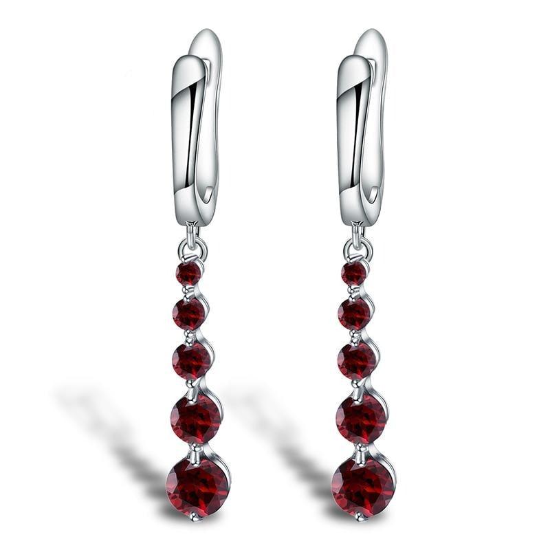 Red Garnet Gemstone Drop Earrings - TeresaCollections