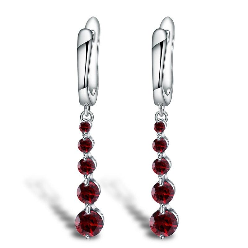 Red Garnet Gemstone Drop Earrings - TeresaCollections