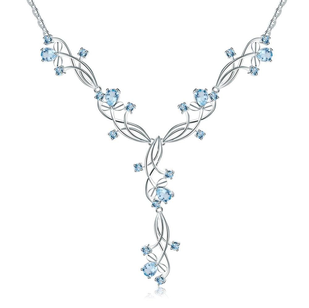 Sky Blue Topaz Romantic Gemstone Pendants Necklace - TeresaCollections