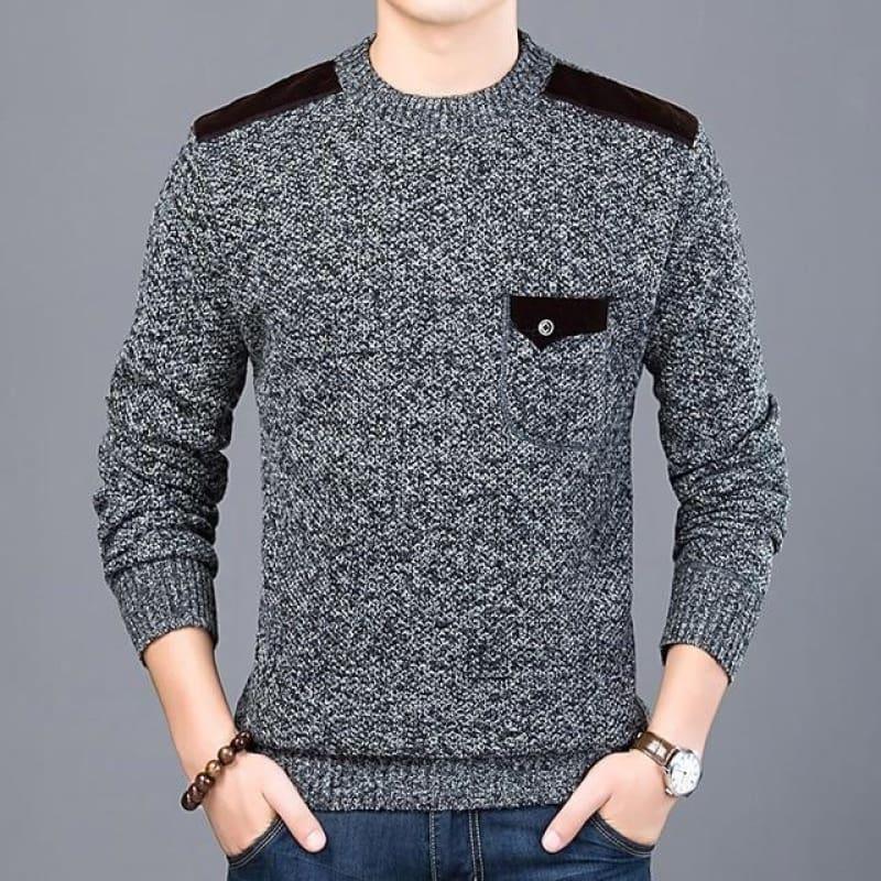 Pullover Slim Fit Knitwear O-Neck Style Casual Long Sleeve Shirt - Dark Grey / M - Men