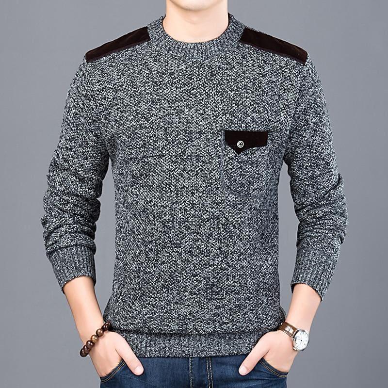 Pullover Slim Fit Knitwear O-Neck Style Casual Long Sleeve Shirt - Men