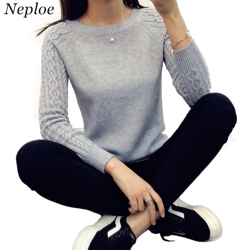Pullover Solid Basic Knitted Sweater - women Sweater