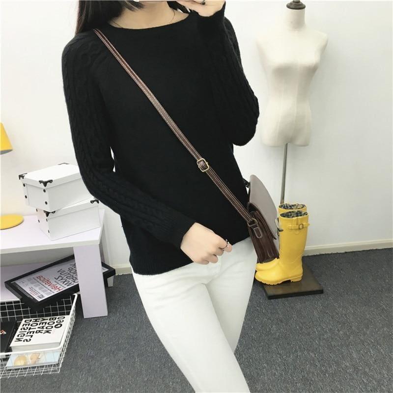 Pullover Solid Basic Knitted Sweater - women Sweater