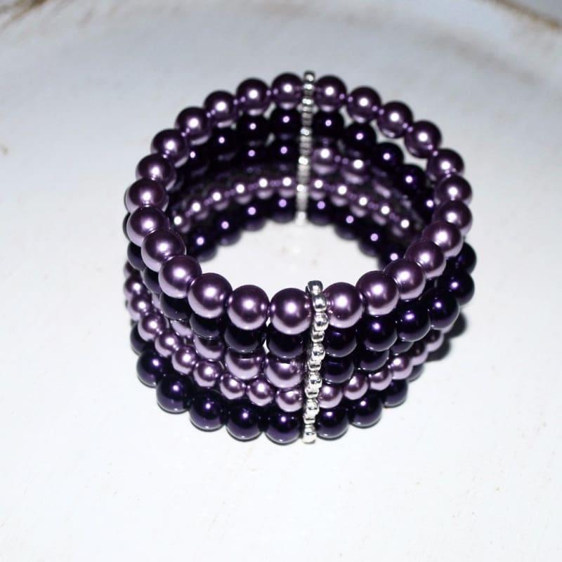 Purple Lavender Multi Strands Colorblock bracelets - Handmade