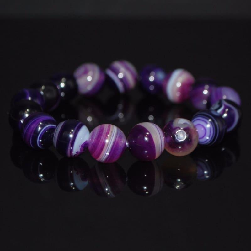 Purple Stripe Onyx Unisex Bracelets - Handmade