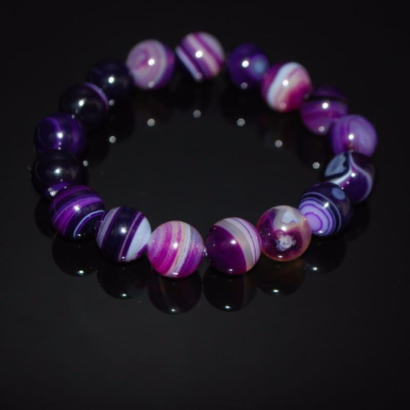 Purple Stripe Onyx Unisex Bracelets - Handmade