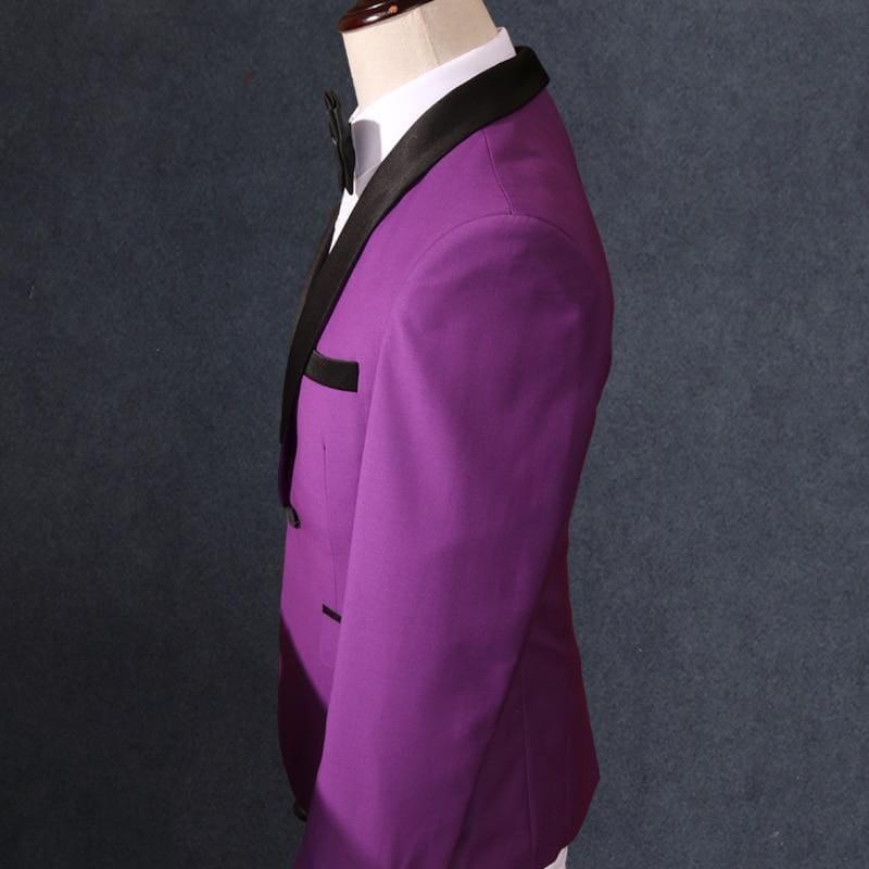 Purple Three Piece Men Shawl Collar Tuxedo Suits - mens suits