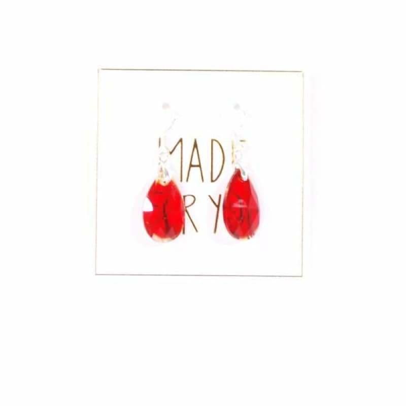 Red Crystal Dangle Womens Earrings - Earrings