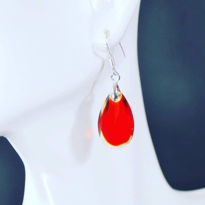 Red Crystal Dangle Womens Earrings - Earrings