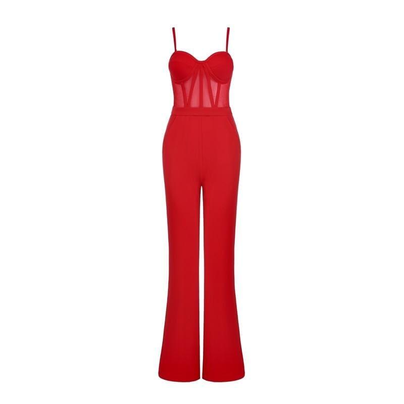 TeresaCollections - Red Formal Strap Backless Wide Leg Full Length ...