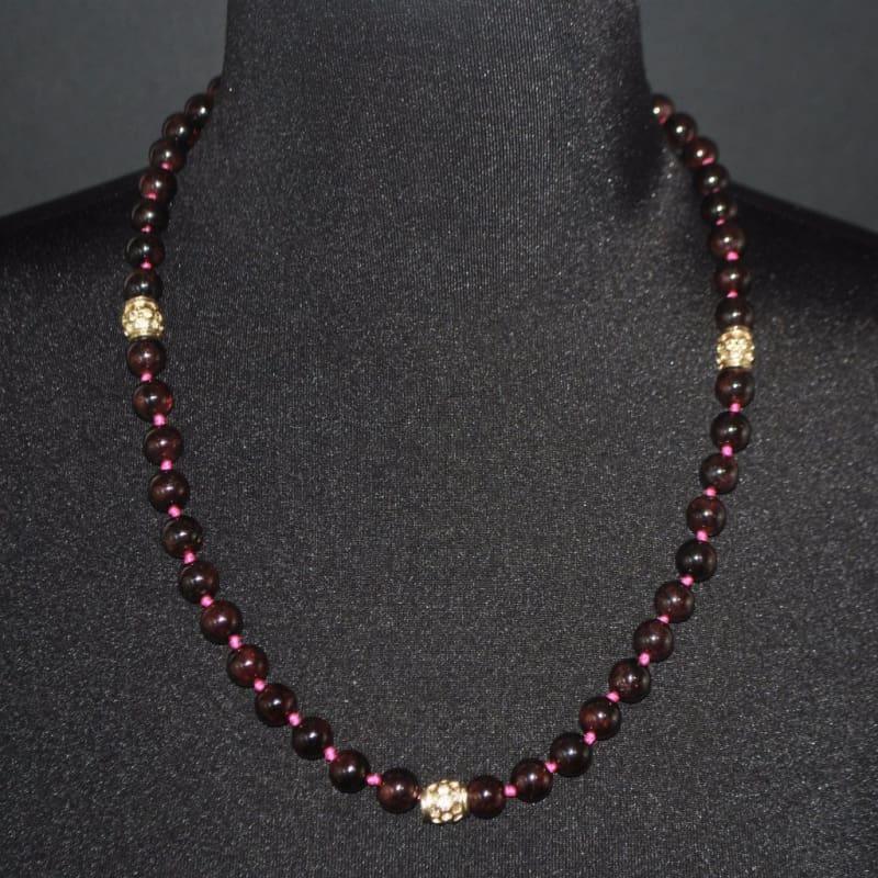 Red Garnet Gemstone With Charm Ascent Womens Necklace - Handmade