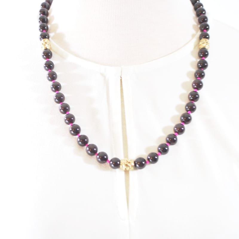 Red Garnet Gemstone With Charm Ascent Womens Necklace - Handmade