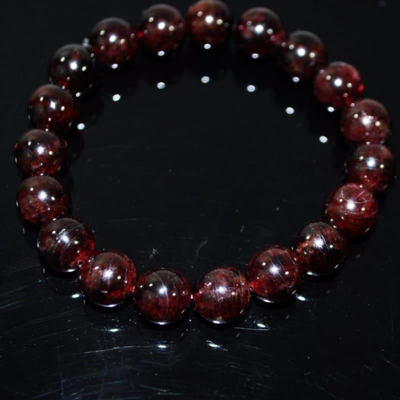 Red Garnett Gemstone Unisex / Mens Stretch Bracelets - Handmade