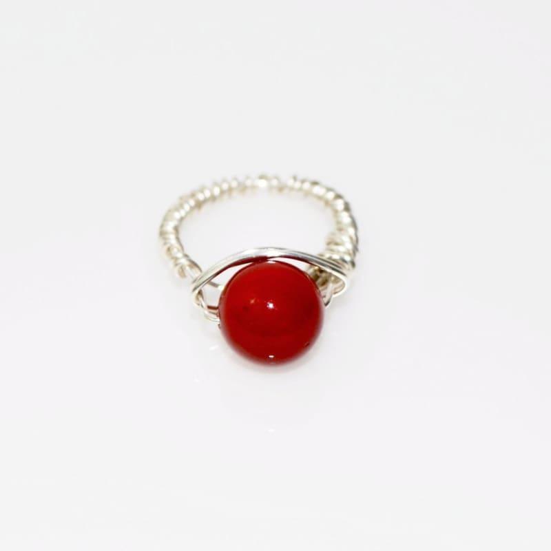 Red Shell Handcrafted Wire Womens Ring - Handmade