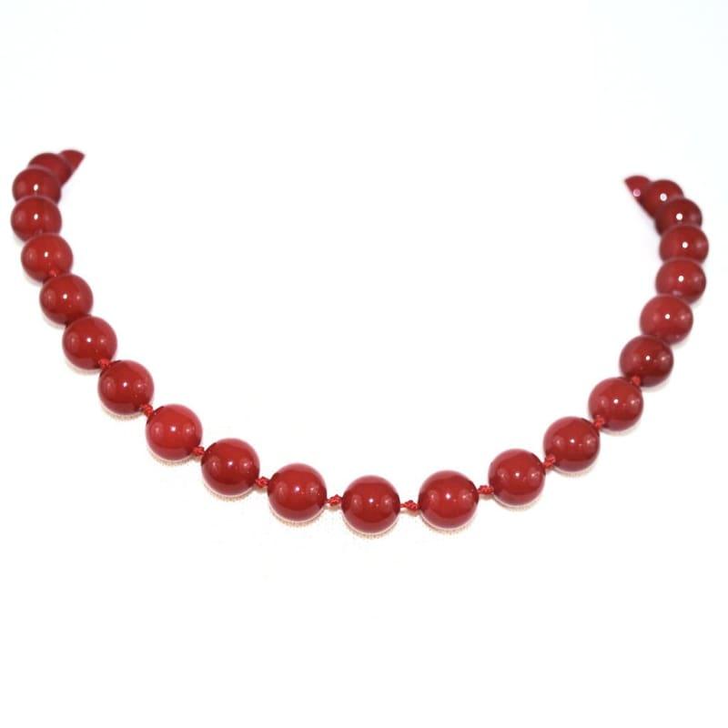 Red Shell Pearls Womens Beaded Necklace. - Handmade