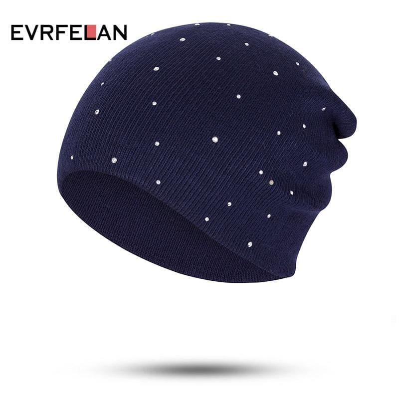 Rhinestone Knitting Skullies Beanies Hats - Hats