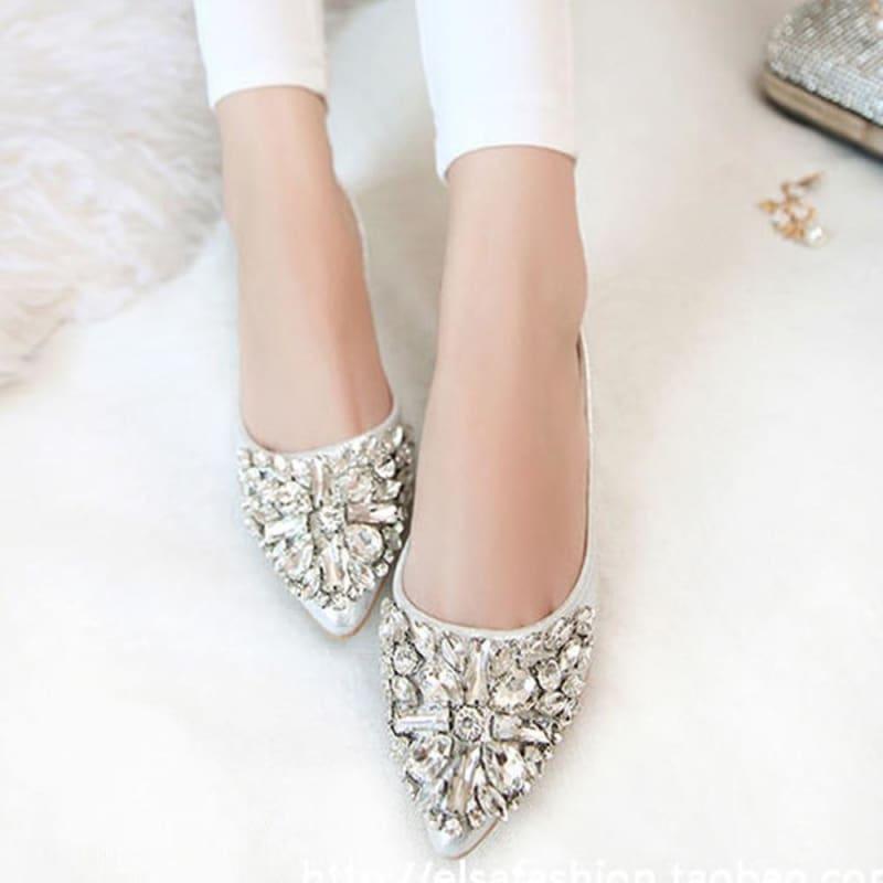 Rhinestone Princess Crystal Fashion Ballet Flats - Flats